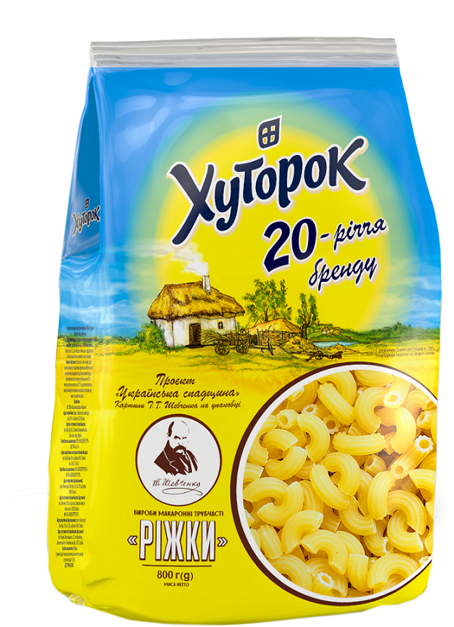 ТМ "Хуторок" Макаронні вироби "Ріжки" 800г.